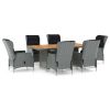 7 Piece Outdoor Dining Set with Cushions Poly Rattan Light Gray