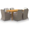 7 Piece Garden Dining Set Brown