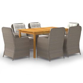 7 Piece Garden Dining Set Brown (Color: Brown)