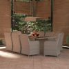 9 Piece Patio Dining Set Poly Rattan Brown