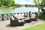 Direct Wicker Aluminum 5-piece Outdoor PE Rattan Wicker Sofa Rattan Patio Garden Furniture ,Gray