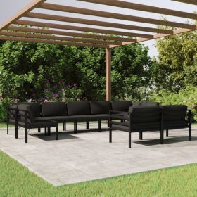 9 Piece Patio Lounge Set with Cushions Aluminum Anthracite (Color: Anthracite)