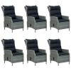 7 Piece Outdoor Dining Set with Cushions Poly Rattan Light Gray