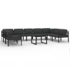 10 Piece Patio Lounge Set with Cushions Aluminum Anthracite