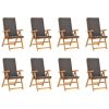 9 Piece Garden Dining Set with Cushions Solid Teak Wood Gray