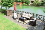 Direct Wicker Aluminum 5-piece Outdoor PE Rattan Wicker Sofa Rattan Patio Garden Furniture ,Gray