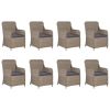 9 Piece Patio Dining Set Poly Rattan Brown