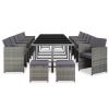 17 Piece Outdoor Dining Set with Cushions Poly Rattan Anthracite